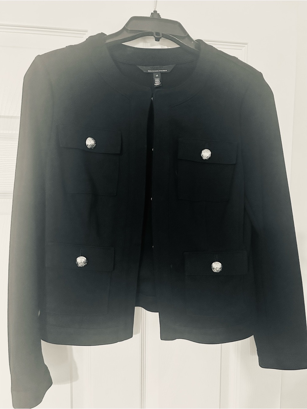 White House Black Market Black Four-Pocket Hook Closure Jacket